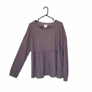 Knox Rose Womens Top XXL (2X) Dusty Purple Slouchy Waffle Texture Lagenlook Soft